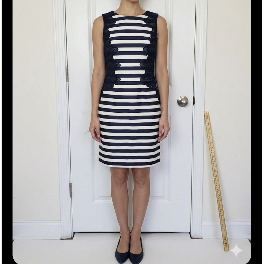 Antonio Melani navy white striped sleeveless sheath dress‎ women 6
